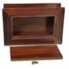 Stately wood cremation urn, bottom open