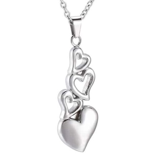 Four hearts stainless steel memorial cremation keepsake pendant