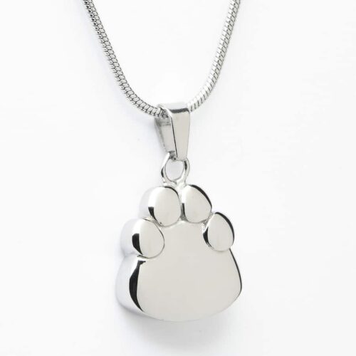 Paw print pet memorial cremation pendant, stainless steel