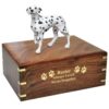 Dalmatian figurine memorial cremation urn, wood engraving, gold fill