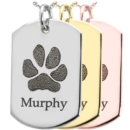 Dog tag actual paw print memorial cremation pendants - 3172