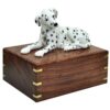 Laying Dalmatian dog figurine memorial cremation urn