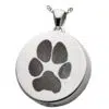 Actual noseprint or paw print round memorial cremation pendant, sterling silver, with chamber