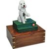 White poodle with sport cut figurine memorial cremation urn