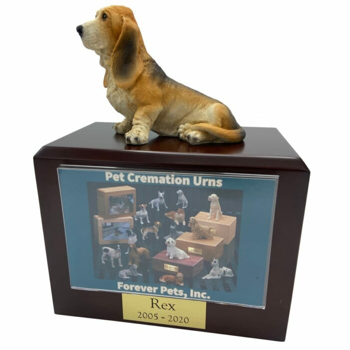 Basset Hound dog figurine memorial funeral cremation urn