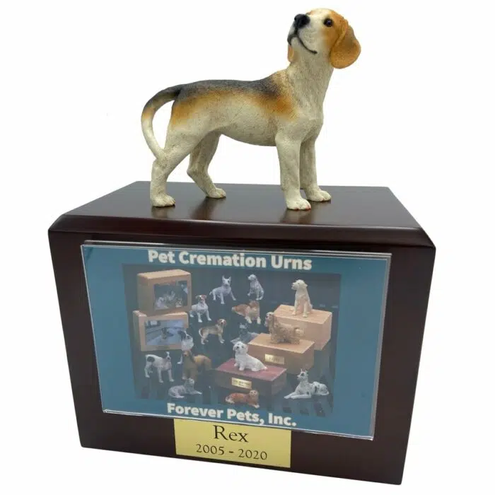 Beagle dog figurine memorial funeral cremation urn