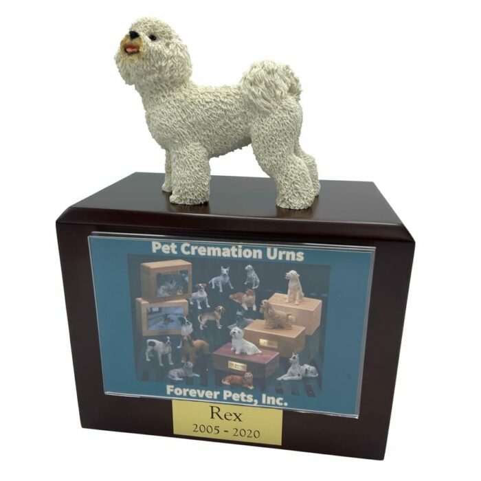 Bichon Frise dog figurine memorial funeral cremation urn