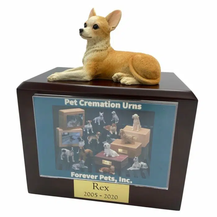 Chihuahu dog figurine memorial funeral cremation urn