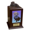 Saint Bernard dog figurine atop a large tower photo cremation urn