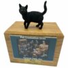 Black standing shorthaired cat photo holder memorial cremation urn