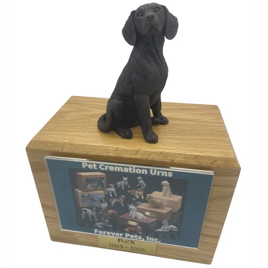 Beagle dog bronze look figurine memorial cremation pet urn