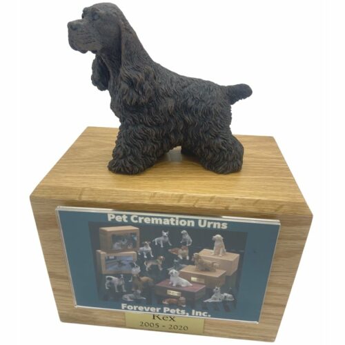 Cocker Spaniel dog bronze look figurine memorial cremation pet urn