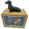 Dachshund dog bronze look figurine memorial cremation pet urn