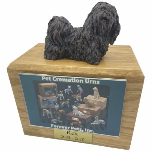 Shih Tzu dog bronze look figurine memorial cremation pet urn