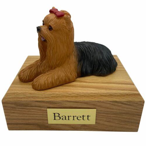 Yorkshire Terrier "Yorkie", laying, dog memorial cremation funeral urn