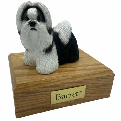 Shih Tzu, black/white, dog memorial cremation funeral urn