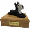 Schnauzer, black/silver, ears up, dog memorial cremation funeral urn