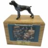 German Shorthaired Pointed dog figurine atop wood memorial photo holder cremation urn