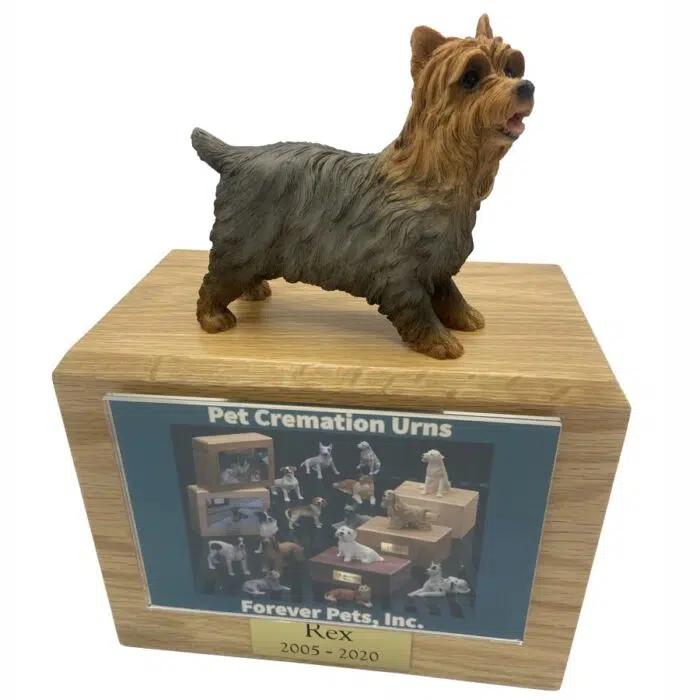 yorkshire terrier dog figurine memorial cremation pet urn