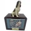 Springer Spaniel dog figurine atop wood memorial photo holder cremation urn