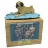 Tan pug dog photo holder memorial cremation urn