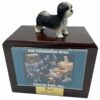 Gray puppycut Lhasa Apso dog photo holder memorial cremation urn