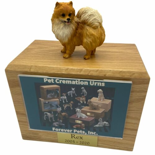 Pomeranian dog photo holder memorial cremation urn