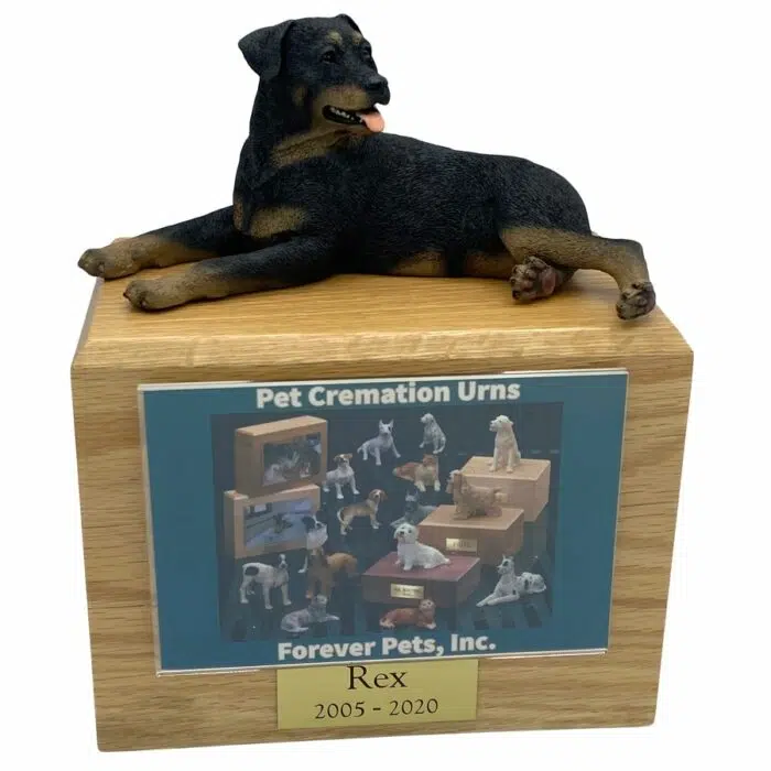 Rottweiler dog photo holder memorial cremation urn