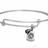 Bangle bracelet with actual paw print charm, sterling silver