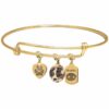 Bangle bracelet with actual paw print charm, gold plated