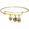 Bangle bracelet with actual paw print charm, gold plated