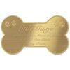 Engraved acrylic memorial urn plate, brass finish, bone shape, gold text, script font