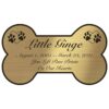 Engraved acrylic memorial urn plate, brass finish, bone shape, script font