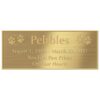 Engraved acrylic memorial urn plate, silver finish, rectangular shape, gold text, block font