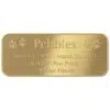 Engraved acrylic memorial urn plate, brass finish, rectangular shape, rounded corners, block font