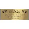 Engraved acrylic memorial urn plate, brass finish, rectangular shape, script font