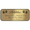 Engraved acrylic memorial urn plate, brass finish, rectangular shape, script font