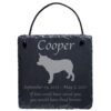 Engraved silhouette memorial slate plaque, Australian Cattle Dog 2, cord