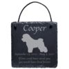 Engraved silhouette memorial slate plaque, cord, Bichon Frise 1