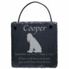 Engraved silhouette memorial slate plaque, cord, Bloodhound 1