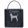 Engraved silhouette memorial slate plaque, cord, Bluetick Coonhound 1