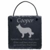 Engraved silhouette memorial slate plaque, Border Collie 1, cord