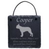 Engraved silhouette memorial slate plaque, Boston Terrier 2, cord