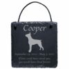 Engraved silhouette memorial slate plaque, Boxer 1, cord