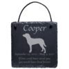 Engraved silhouette memorial slate plaque, cord, Chesapeake Bay Retriever 1