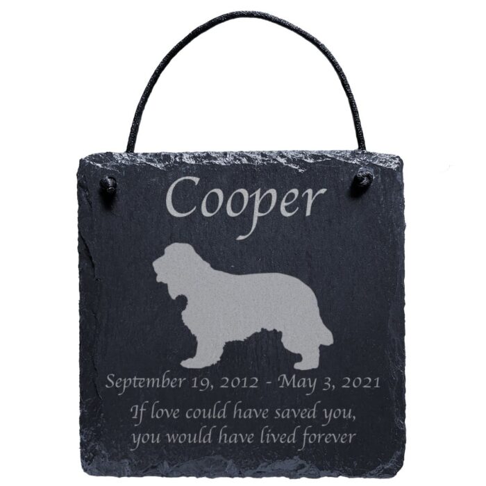 Engraved silhouette memorial slate plaque, cord, English Cocker Spaniel 1