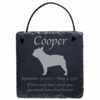 Engraved silhouette memorial slate plaque, cord, French Bulldog 1