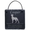 Engraved silhouette memorial slate plaque, cord, Great Dane 1