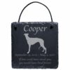 Engraved silhouette memorial slate plaque, cord, Greyhound 1