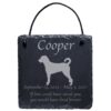 Engraved silhouette memorial slate plaque, cord, Labradoodle 1